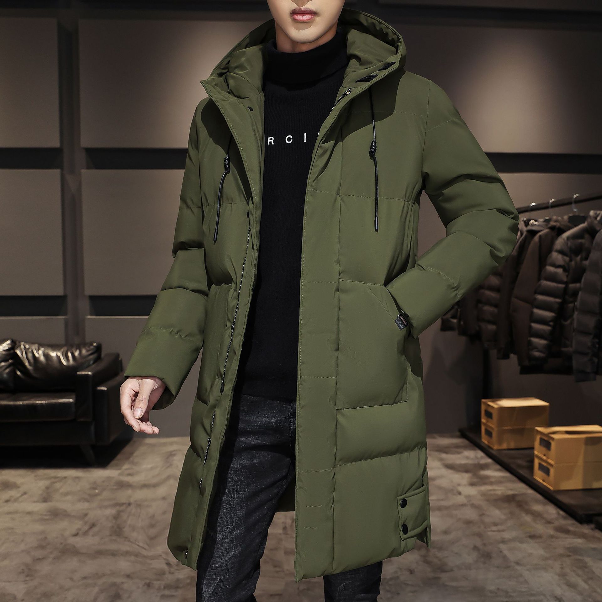Veste d'hiver homme à capuche chaude rembourrée et doublée_voghion.com