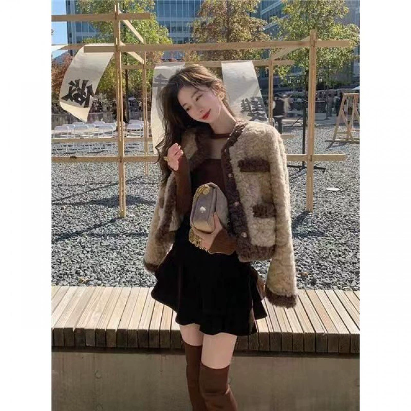 Короткое пальто из искусственной овечьей шерсти в стиле Chanel, женский весенний свободный элегантный топ с изображением интернет-знаменитостей 2023 года в Корейском стиле