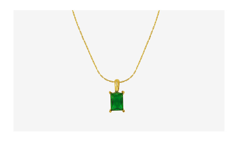 Vintage Inlaid Emerald Zircon Titanium Steel Necklace Wholesale Nihaojewelry display picture 11