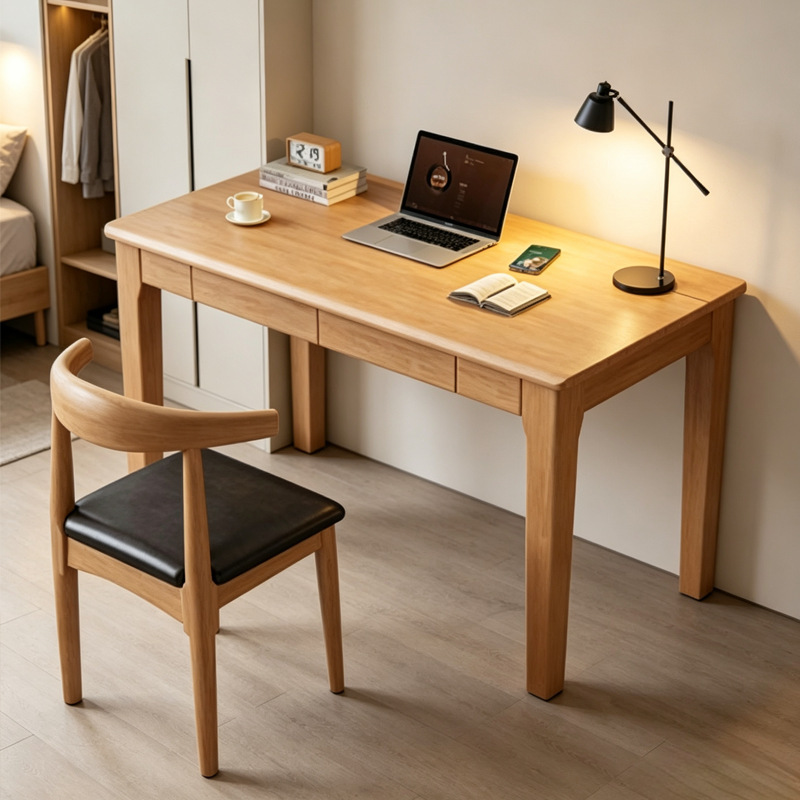 Solid Wood Desk, Writing Desk, Small Household Computer Desk, Simple Study Desk with Drawers, Bedroom Small Table Solid Wood Desk, Writing Desk, Small Household Computer Desk, Simple Study Desk with Drawers, Bedroom Small Table