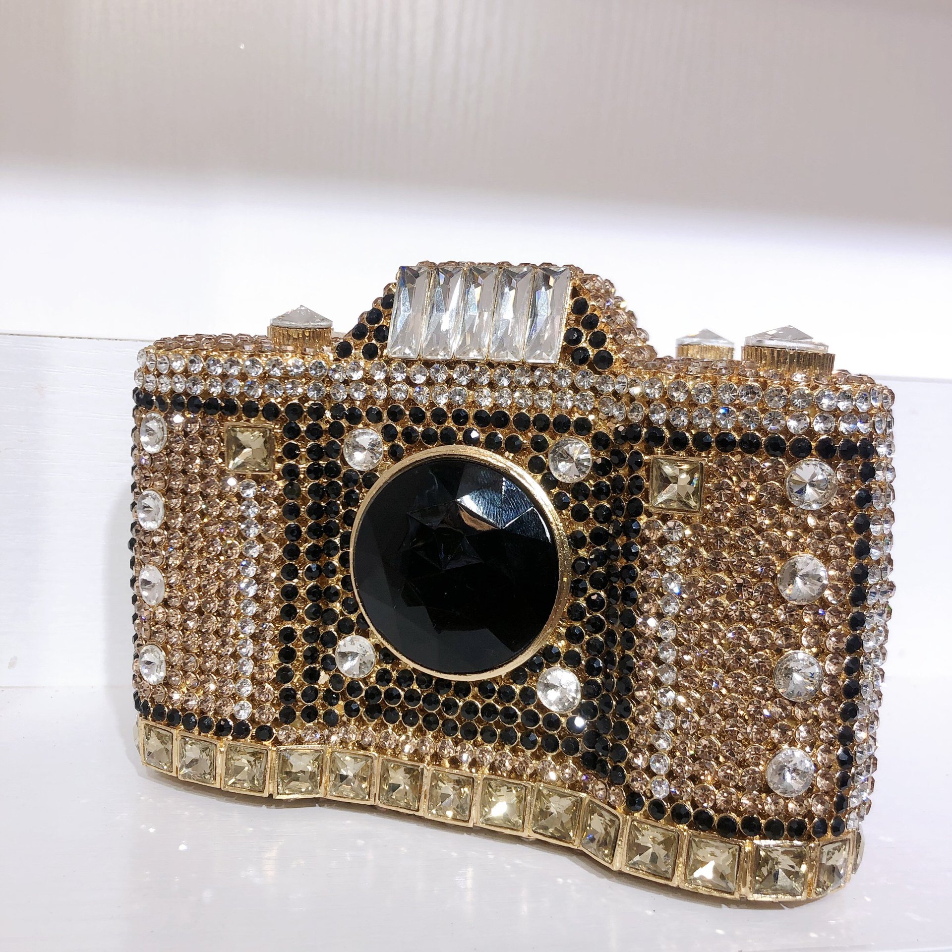 Túi clutch nữ đính kim cương cầm tay dự tiệc sang trọng — Cà phê vàng/hàng có sẵn, Màu xanh lục, Màu bạc, Màu xanh lá chi tiết 8