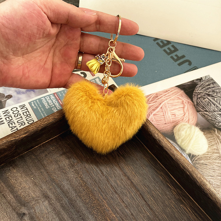 Cute Heart Shape Imitated Mink Unisex Bag Pendant Keychain display picture 2