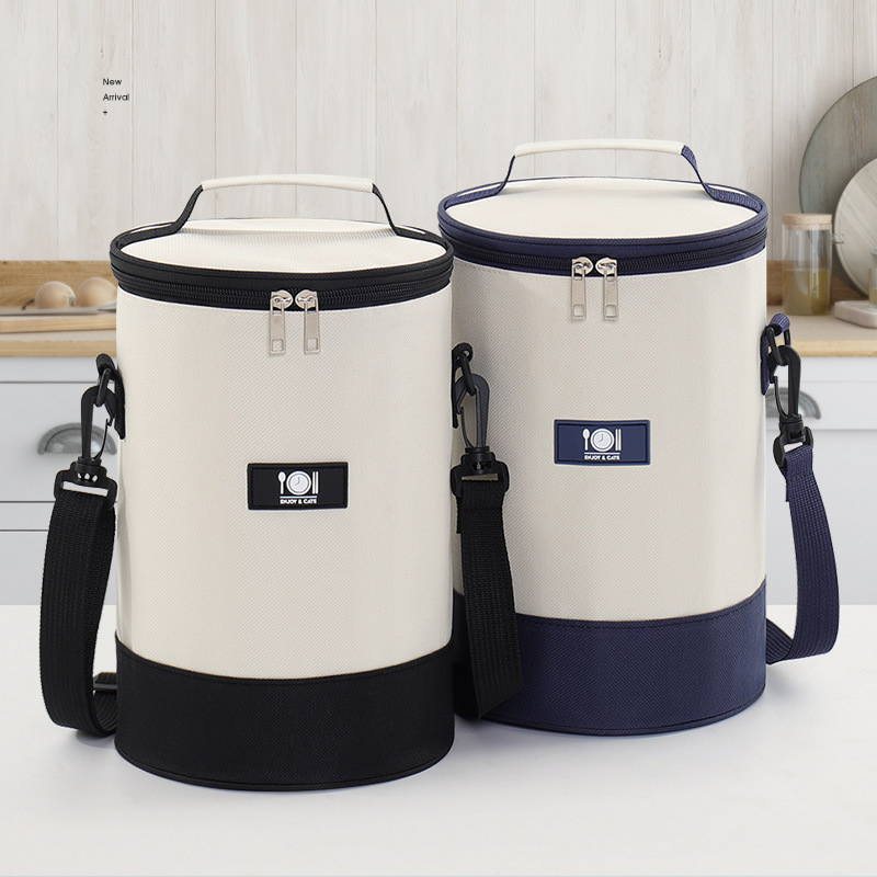 Oxford cloth lunch bag student lunch box handbag round thickened aluminum foil outdoor insulation office worker cylinder lunch bag Oxford cloth lunch bag student lunch box handbag round thickened aluminum foil outdoor insulation office worker cylinder lunch bag