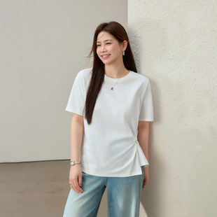 [Designed with Twisted Knots, Slimming Look, Fashionable and Versatile T-Shirt] Slim and Beautiful Plus Size Women's Clothing for Fat mm 2025 Summer New Style