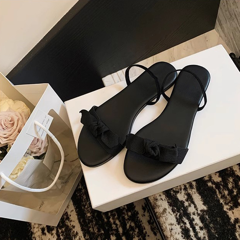 Madre de uva dulce niña ~ arco simple delgado con sandalias de verano para usar una sola chica de trapazo fresco