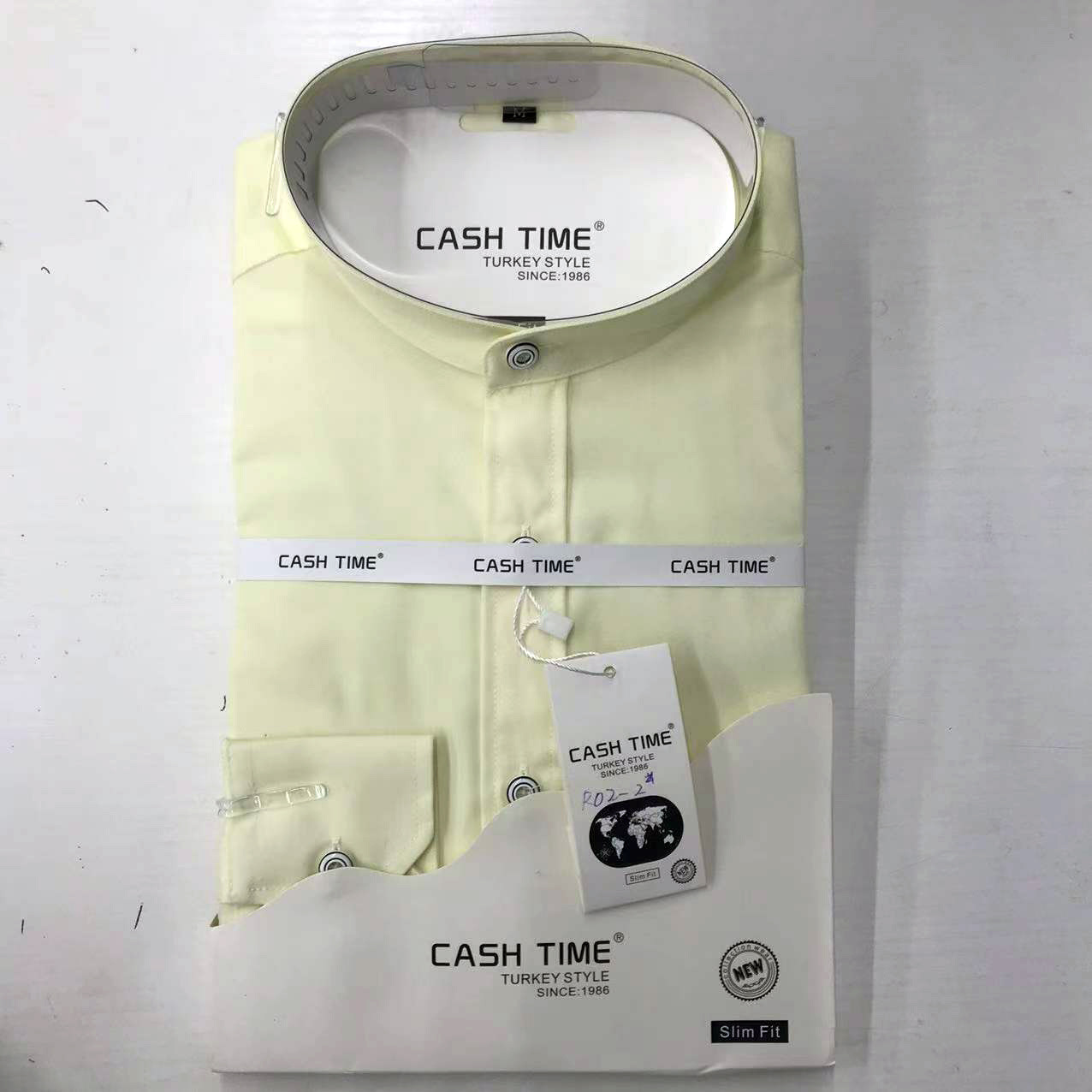 Men's Slim Fit Long Sleeve Casual Shirt Stand Up Collar Red Plaid Cotton Fashion Elegant Youth_viptrois.com