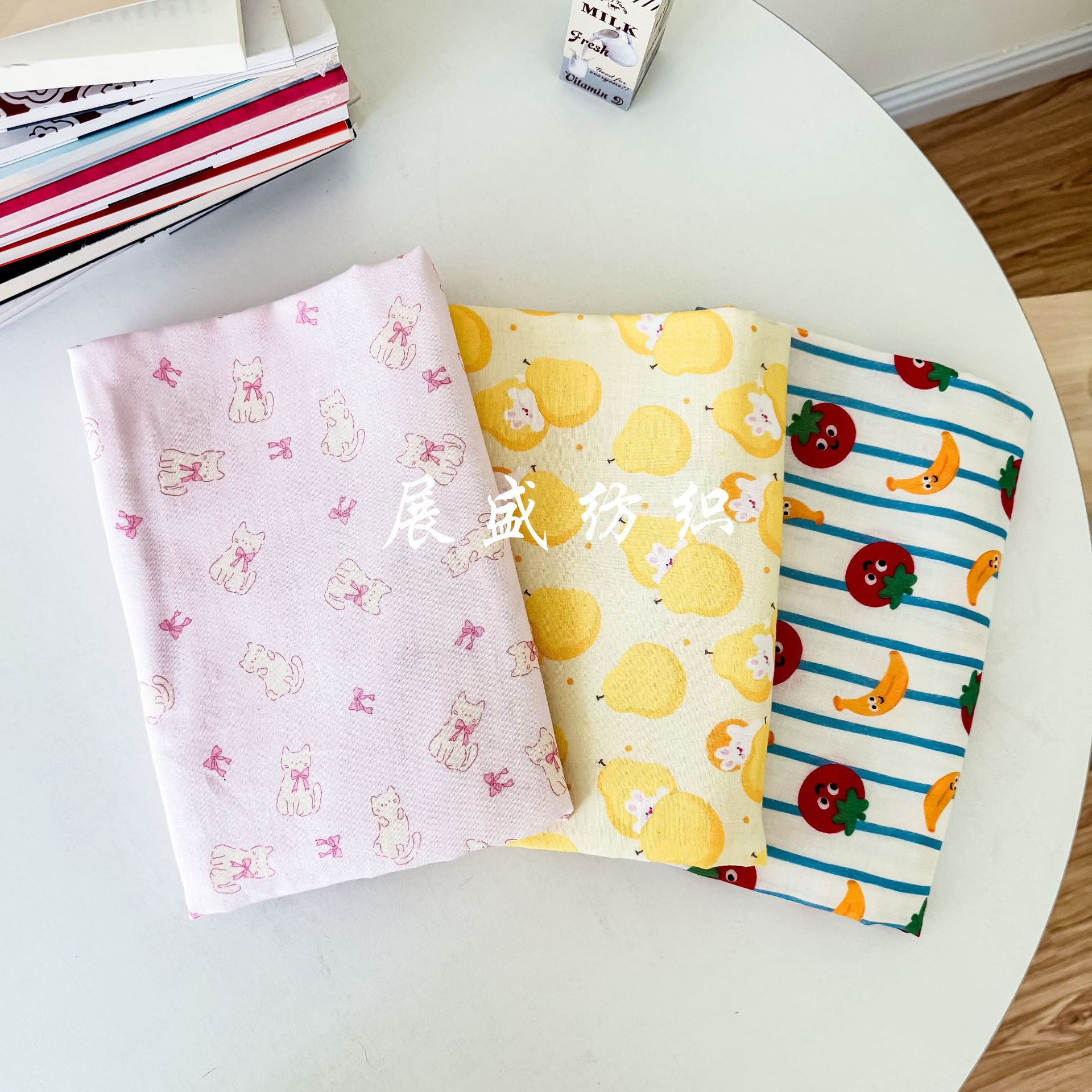 全棉可爱卡通双层纱布精梳棉数码印花布料 防蚊裤童装家居服睡衣