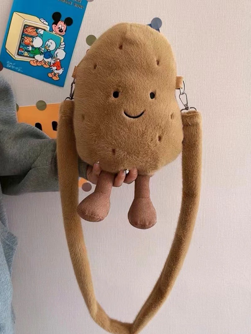 2025 New Cute Little Potato Crossbody Bag Cartoon Plush Toy Shoulder Bag Doll Coin Purse Birthday Gift