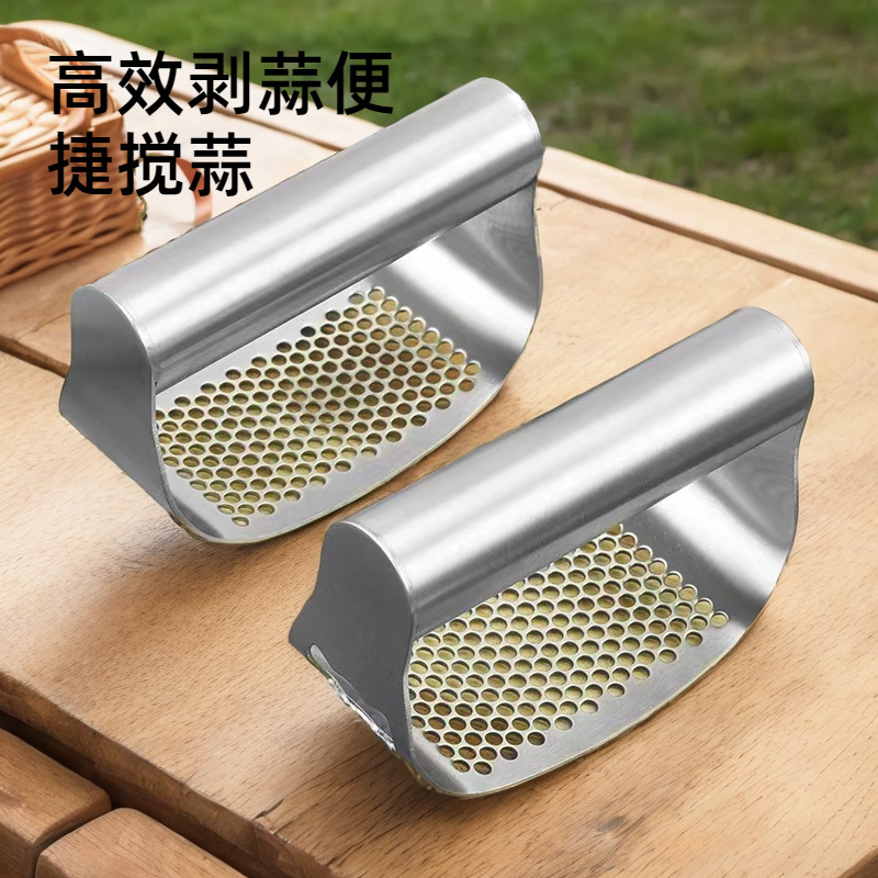 Factory direct supply stainless steel manual ring garlic press powder machine multi-use press mud machine kitchen tools to mash garlic