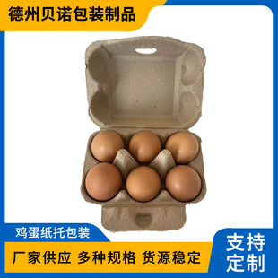 Spot Yellow Pulp 6-Piece Paper Pulp Egg Tray Fully Degradable Environmentally Friendly Egg Box Disposable Paper Egg Box Wholesale