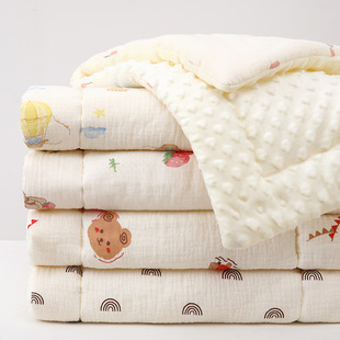Newborn Flat Pillow 0-6-12 Months Baby Soothing Bean Velvet Small Pillow Cushion Four-Season Universal Infant Stroller Blanket