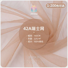 无弹瑞士网 22g全锦纶网纱裙面料 垂感飘逸童装连衣裙时装面料