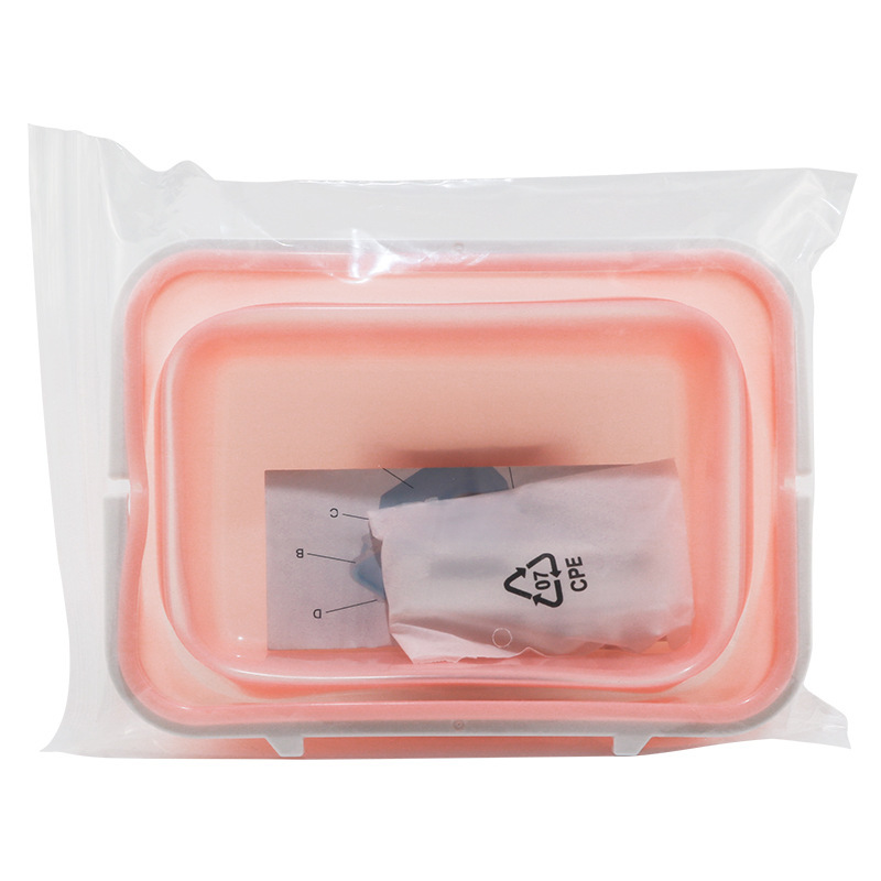 En stock de pelo recto de silicona plegable caja de almuerzo de grado alimenticio refrigerador caja de almacenamiento horno microondas calefacción tazón caja Bento