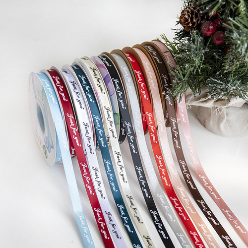 1CM English letter ribbon, flower packaging ribbon, floral bouquet packaging ribbon, cake baking wholesale