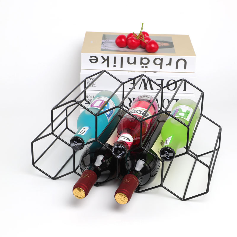 Estante del vino del hierro del metal del oro ins sala de estar estante de exhibición del gabinete del vino creativo panal estante del vino horizontal