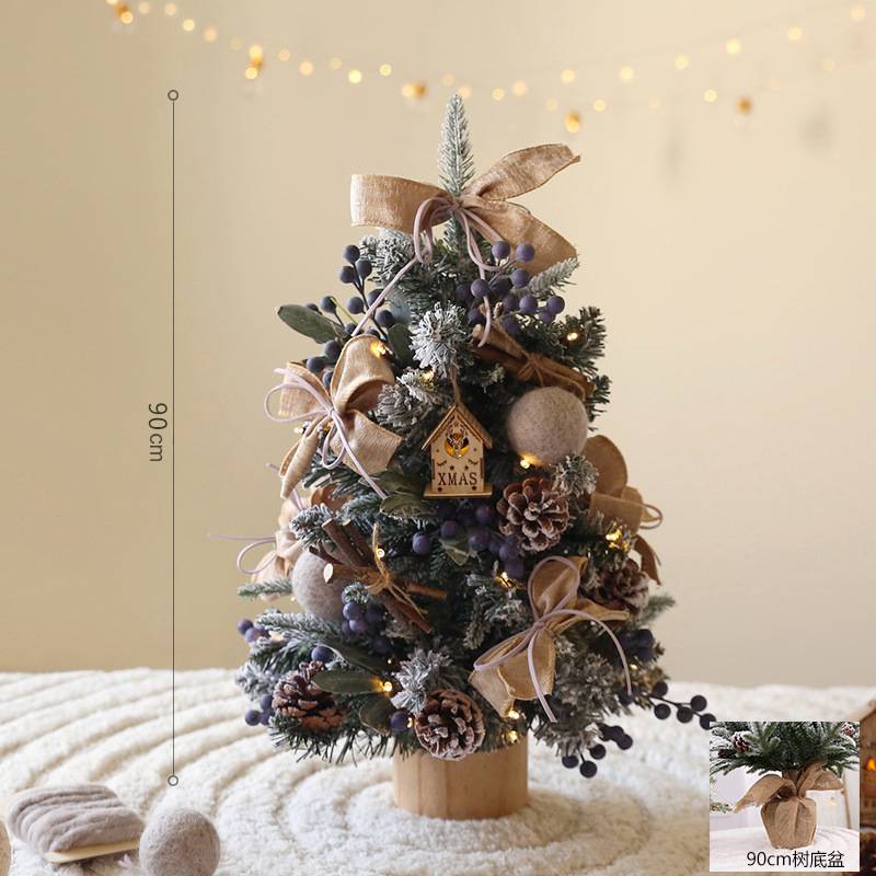 Nuevos productos transfronterizos árbol de Navidad con lámparas árbol de escritorio PE pequeño árbol de Navidad decoración de Navidad Amazon al por mayor