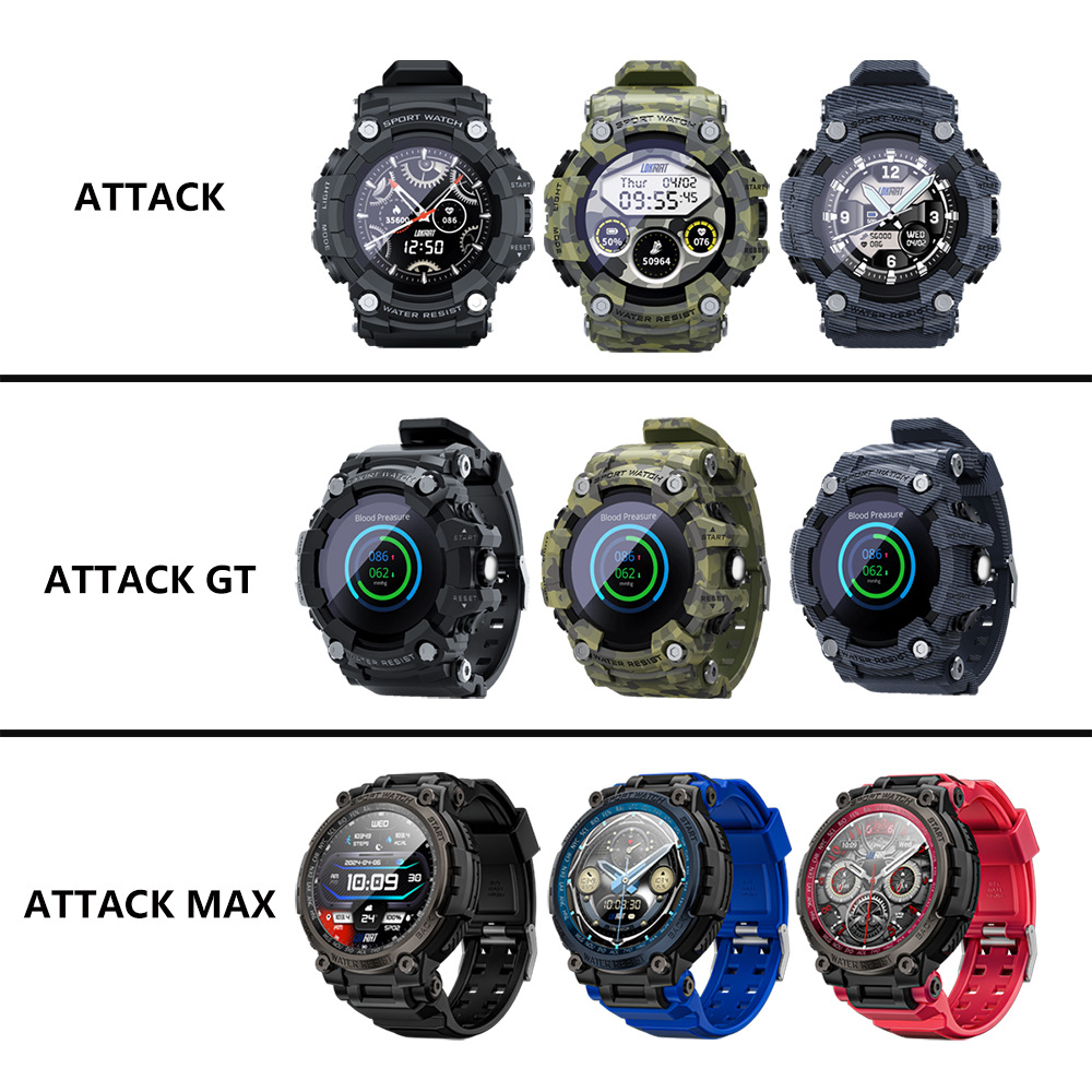 LOKMAT foreign trade outdoor sports smartwatch ATTACK GT Bluetooth Call Compass Flashlight Music full figure
