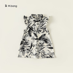 INSbobo Girls Summer Dress Qipao Skirt Retro Ink Print Dress Ethnic Style Children's Clothing DXQ7303