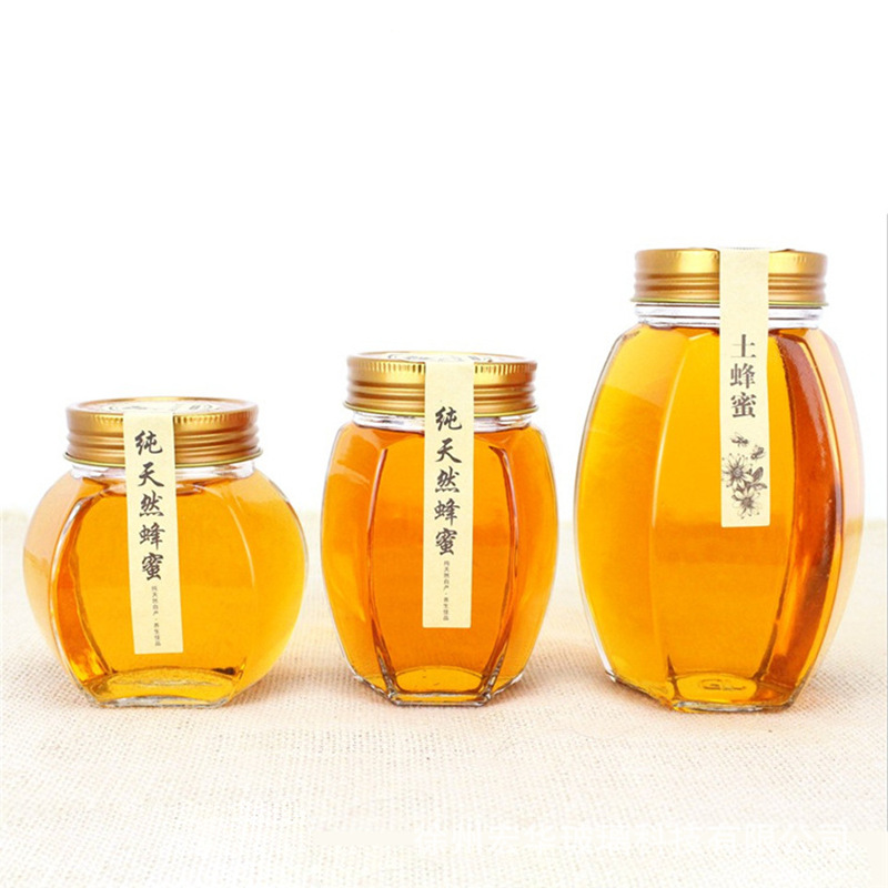 大肚六棱高档玻璃蜂蜜瓶 食品级蜂蜜罐子 密封果酱罐子酱菜罐空瓶