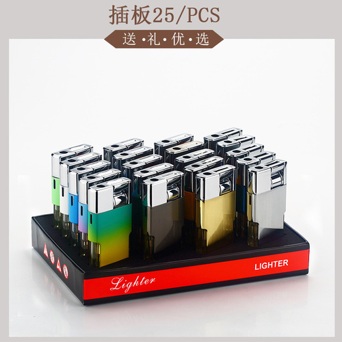 HB033-1 Lever Ignition Direct Thrust Transparent Window Inflatable Lighter Ad LOGO Laser Made Lighter