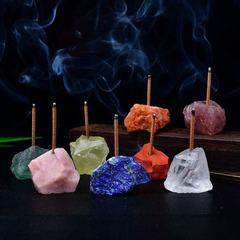 天然水晶有孔3mm矿石原石香插香托香座水晶创意线香熏底座水晶