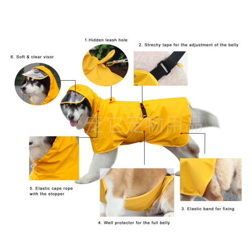 Pet it PU outdoor pet clothes golden retriever Labrador dog raincoat belly protector large dog supplies wholesale