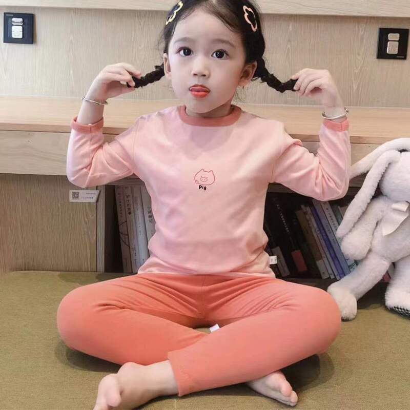 Baby Autumn Clothes and Long Pants Set Kidsren's Pajamas Boys and Girls Thermal Intimates New Spring & Fall Home Clothes Category a