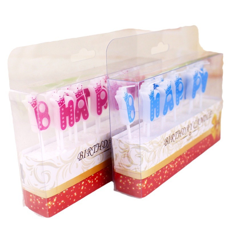 Venta al por mayor colorido carta vela creativa punto sarga happybirthday Inglés pastel de cumpleaños vela