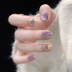 紫色布契拉提穿戴甲氣質顯白浪漫紫夢幻短款可拆卸ins風美甲