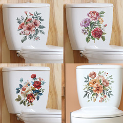 Foreign trade flowers and leaves toilet seat cover bathroom toilet home decoration wall sticker painting sticker wholesale self-adhesive cross-border