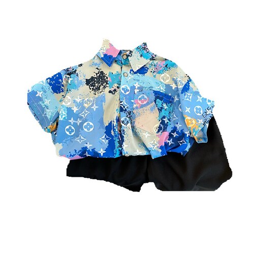 Children's summer clothes 2024 new fashionable baby clothes trendy small and medium-sized children's summer cool and handsome shirts short-sleeved and thin