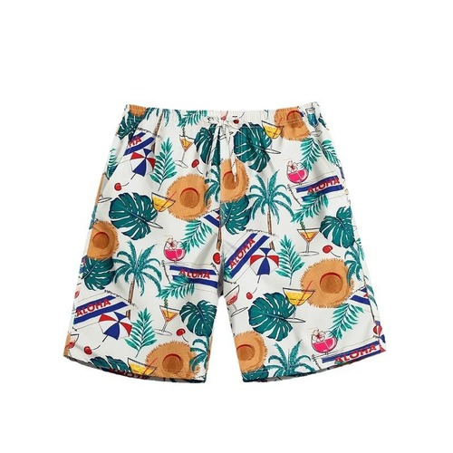 Beach Shorts Men's Hot Spring Swimwear Quick-Dry Loose Fit Plus Size Men's Five-Finger Short Swim Trunks Beach Vacation