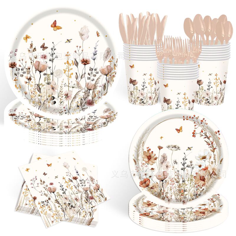 New Autumn Wild Flower Theme Flowers Baby Shower Bride Disposable Paper Tray Paper Cup Tissue Party Decoration New Autumn Wild Flower Theme Flowers Baby Shower Bride Disposable Paper Tray Paper Cup Tissue Party Decoration