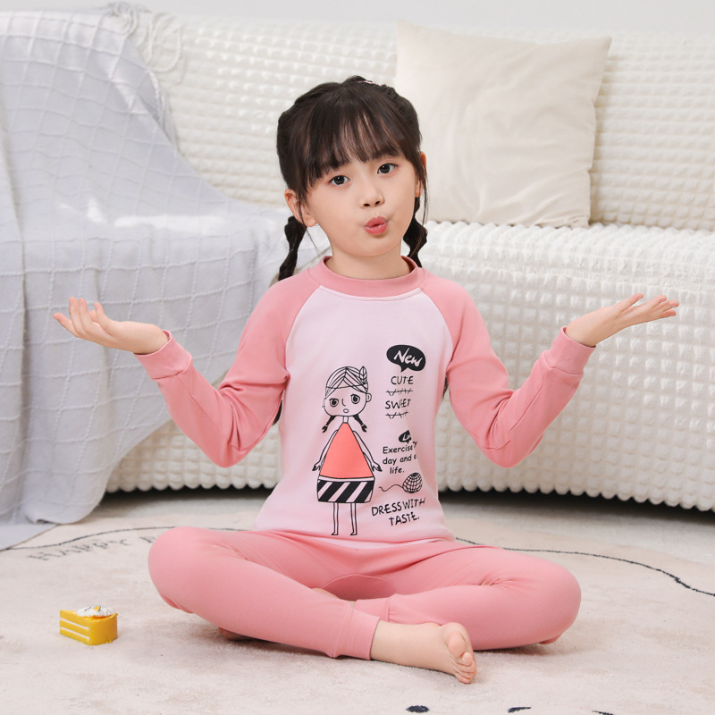 儿童秋衣秋裤男童纯棉保暖内衣宝宝全棉毛衫睡衣套装女童衬衣衬裤|undefined