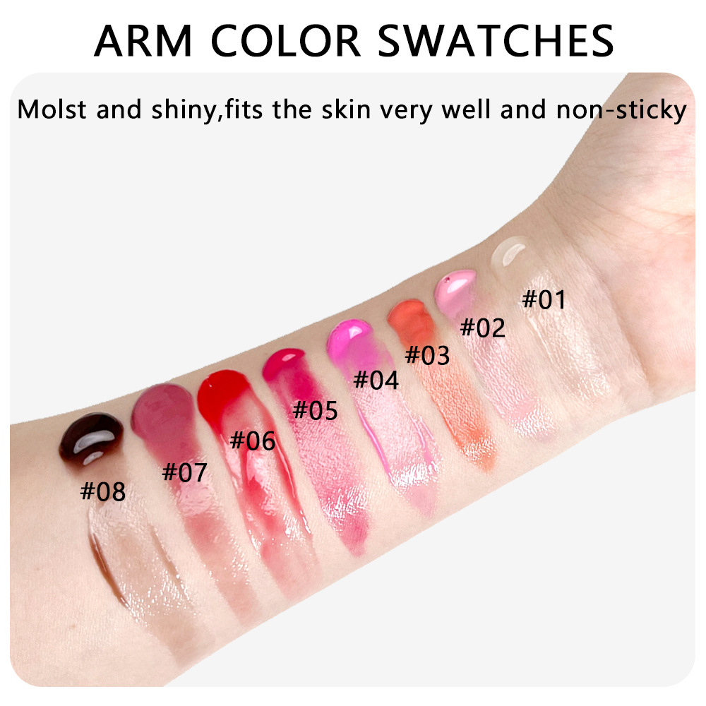 Julystar Fruit-Flavored Long-lasting Moisturizing Lip Gloss, Lustrous and Transparent 8-piece set, Lip Moisturizing Cream, Wholesale Lip makeup undefined