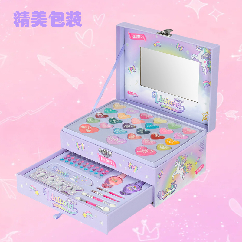 Transfronterizos niños maquillaje caja de maquillaje princesa maquillaje caja de juguetes para chicas espectáculo caja de maquillaje regalo Amazon