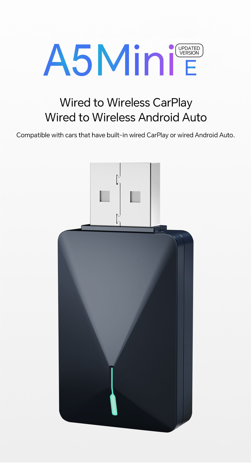 Wired to Wireless Apple Carplay Box Mini Plug-In Android Adapter Bluetooth Automatic Connection