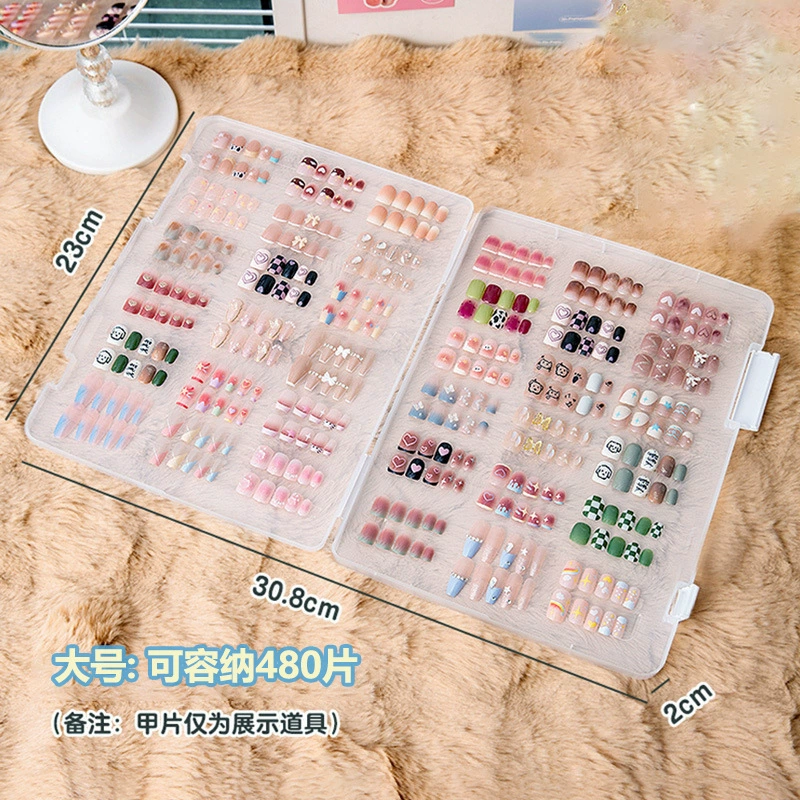 Прозрачная коробка для хранения маникюра, наклейки для ногтей, наращивание ногтей, ручная вместительная двусторонняя подставка