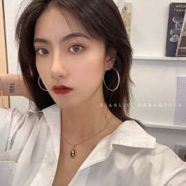 圆圈圈耳环女气质时尚百搭素圈大耳圈轻奢高级感耳饰2021年新款潮