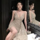 8380 Europe, America and Southeast Asia foreign trade wholesale 2025 women's high-end fashion sequins irregular dress dress tide
