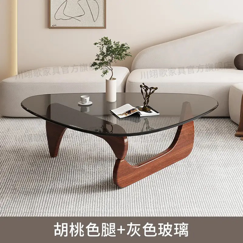 블랙 유리 + 호두 다리