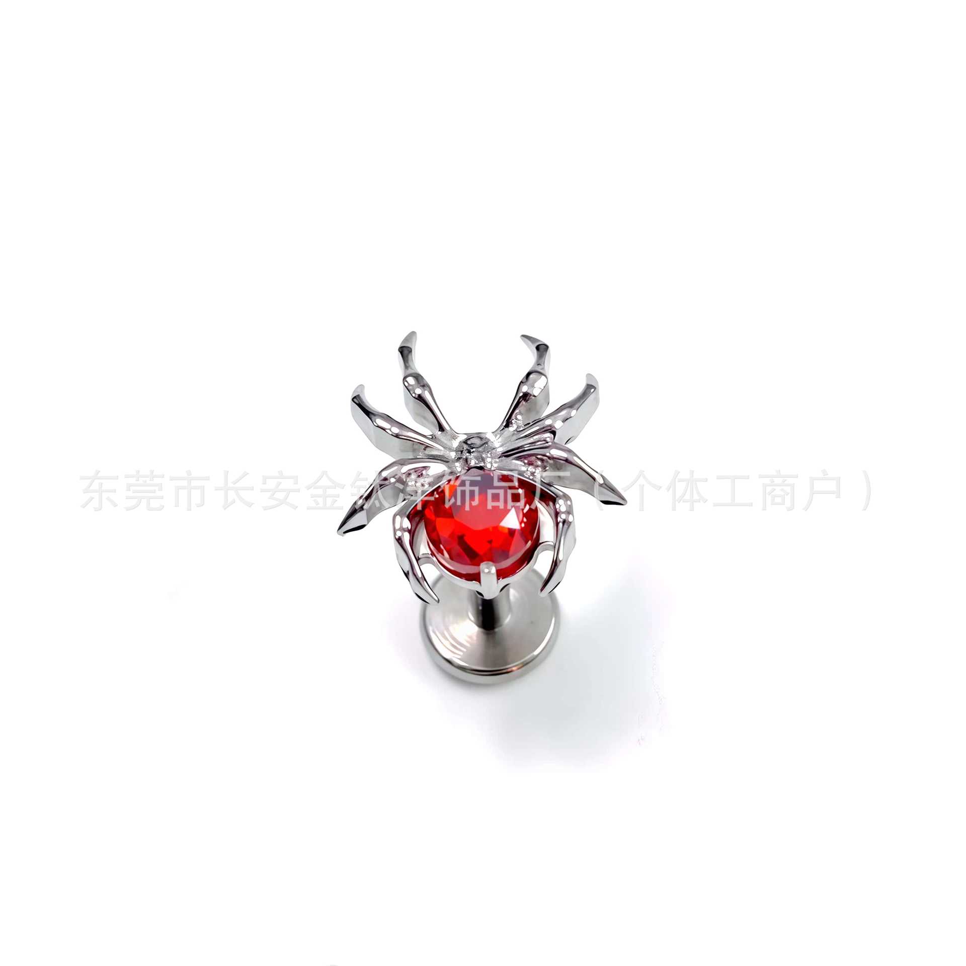F136 Titanium Red Spider Bezel Fireworks Zirconium Earrings Cochlear Nails G23 Titanium Alloy Body Piercing Jewelry Ear Bone Nails detail image 7