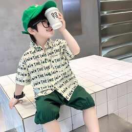 夏季男童短袖衬衫帅气小孩衬衣新款宝宝薄款儿童韩范夏款外穿2026