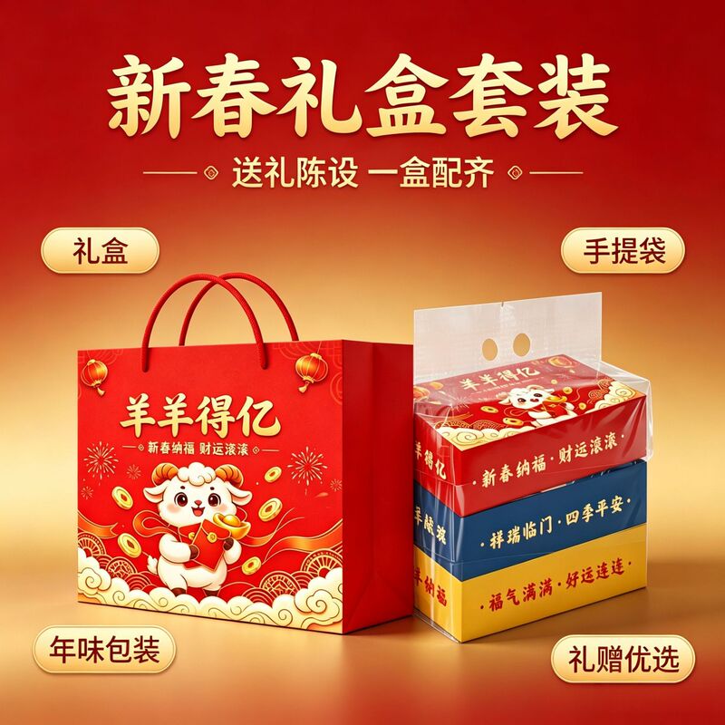 Year of the Sheep Gift Box Tissue Set in Stock Business Gift Set Handy Gift Insurance Tissue Set Year of the Sheep Gift Box Tissue Set in Stock Business Gift Set Handy Gift Insurance Tissue Set