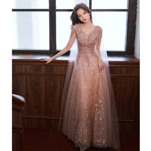 Heavy-Duty Banquet Evening Dress Can Be Worn at Ordinary Times 2025 New Spring and Summer New Starry Sky Elegant Celebrity Host Dress