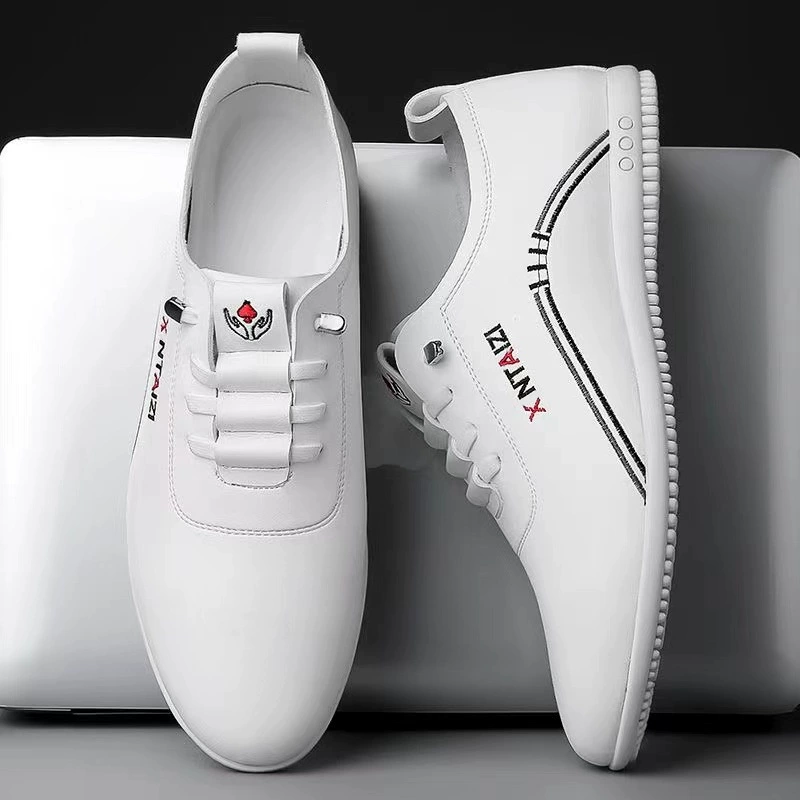 Кожаные туфли Новые мягкие кожаные мужские деловые повседневные туфли с мягкой подошвой Легкие туфли без шнуровки Белые туфли