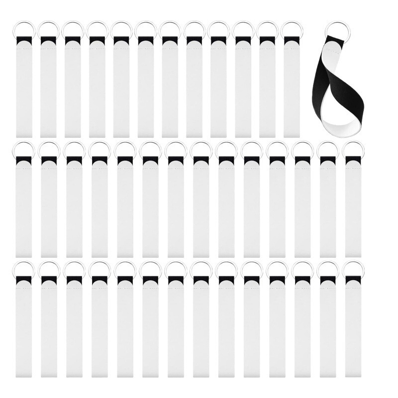 Diving Material Pure White Keychain Long Strip Sublimation White Keychain Blank DIY Wrist Strap in Stock
