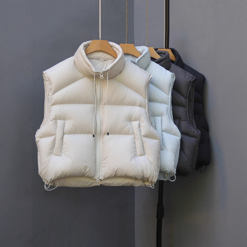 90 White Duck down Vest for Women, Short Thickened Loose Puff Cloud 2025 New Style for Petite Figures