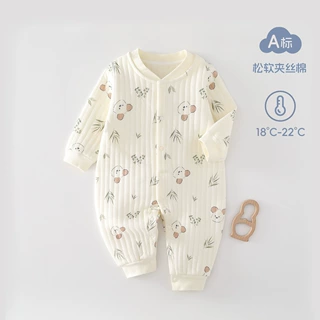 新生儿衣服三层保暖春秋无骨a类新生儿睡衣宝宝爬爬服婴幼儿哈衣