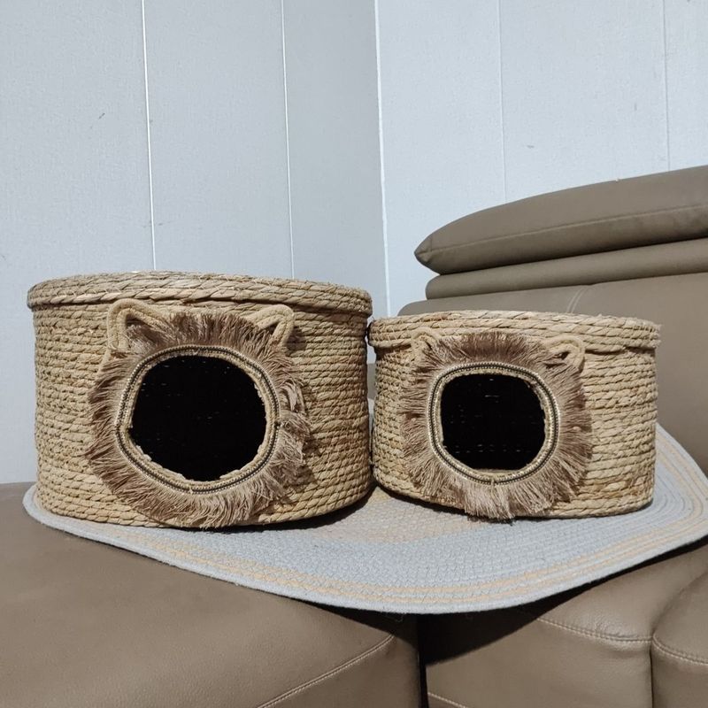 猫别墅宠物猫窝猫咪产房宠物狗窝带盖四季通用天然蒲草材质安全|undefined